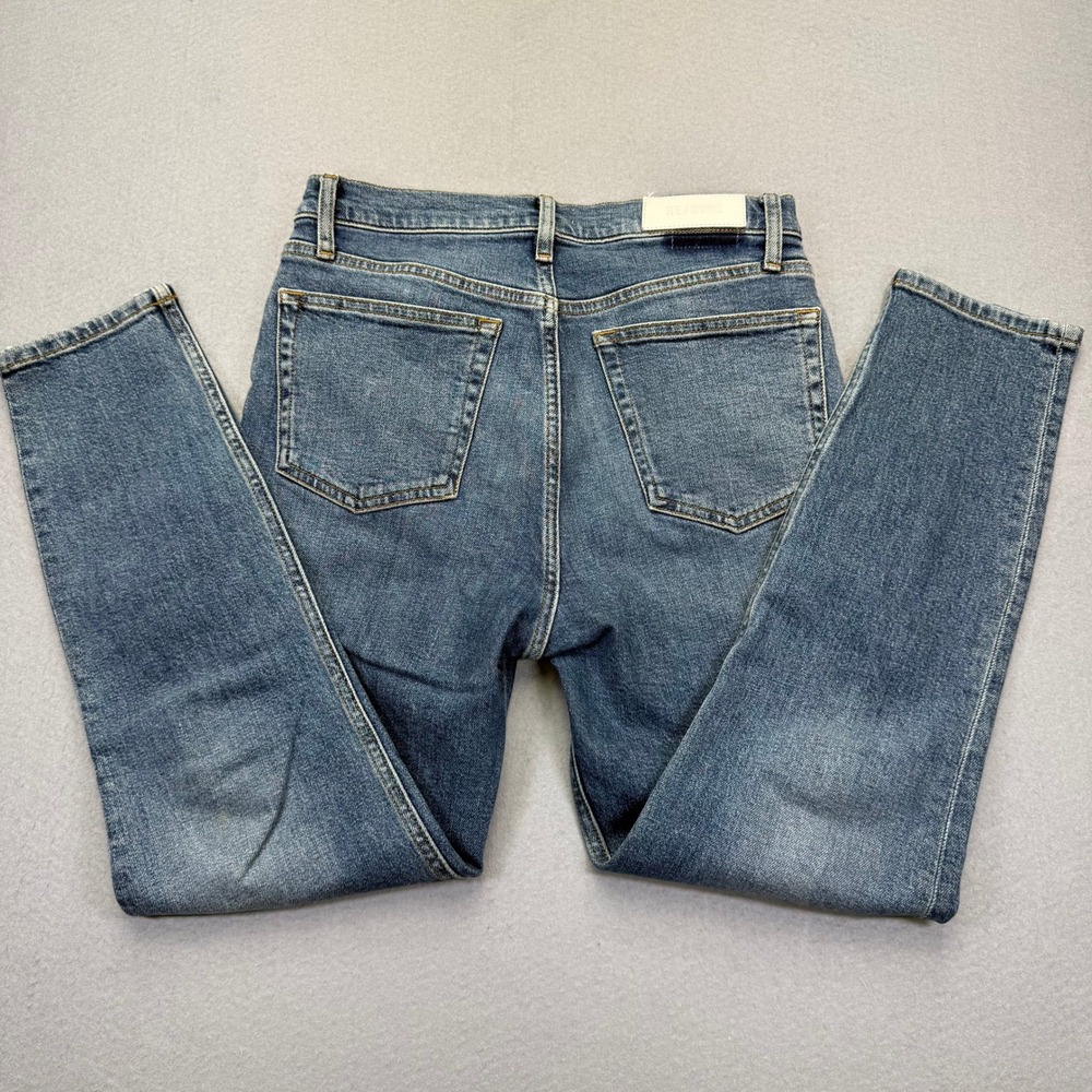 RE/DONE Originals Mid 70s High‎ Rise Straight Leg Jeans Blue 29 190-3WHRAC